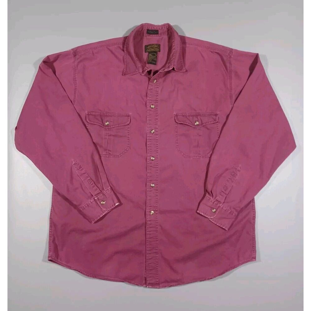 Eddie Bauer Shirt Mens XL Tall Purple Rufton Twill Long Sleeve Button Up